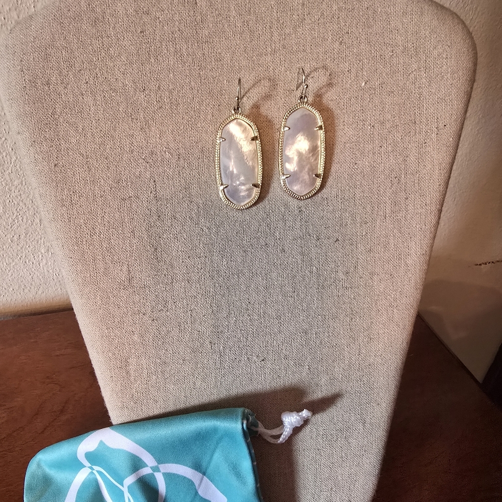Elegant Gold and White Dangle Earrings